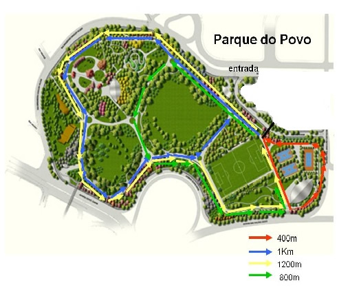 Mapa com percursos no Parque do Povo - Arte 4any1