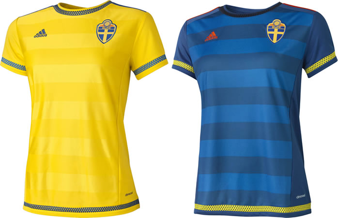 Camisas oficiais da seleção da Suécia na Copa do Mundo Feminina (Adidas)